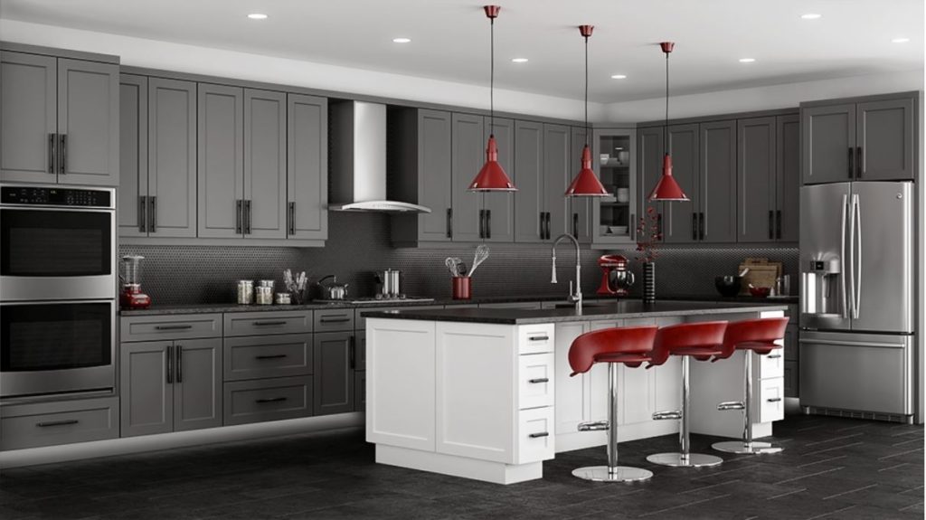 Shaker Gray and White RTA kitchen cabinets