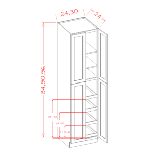 Pantry cabinet 24-30" wide with 4 roll out shelves